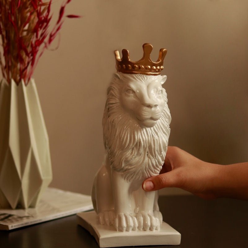 Buy Resin Lion King Figurines-White | Shop Verified Sustainable Products on Brown Living