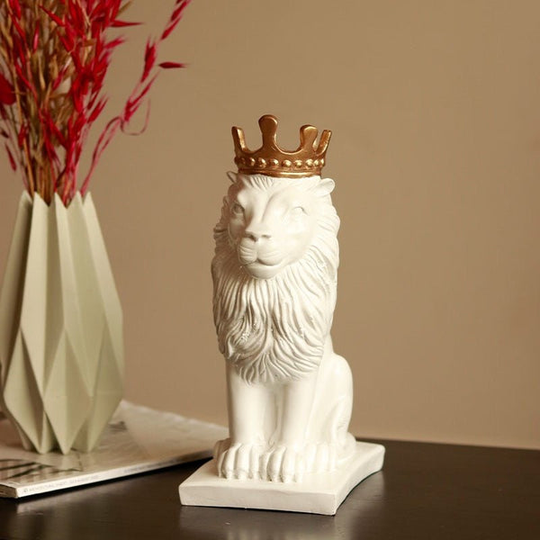 Buy Resin Lion King Figurines-White | Shop Verified Sustainable Products on Brown Living
