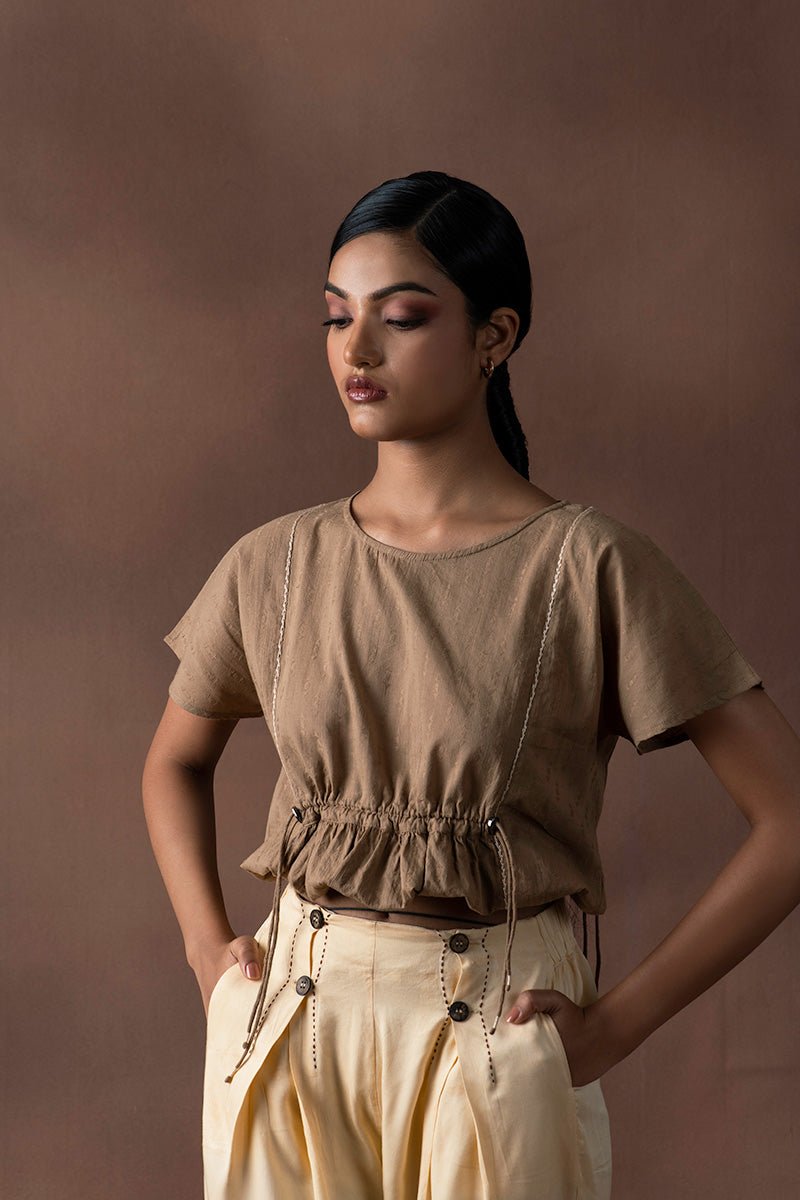 Buy Ret Gathered Organic Cotton Crop Top | Shop Verified Sustainable Womens Top on Brown Living™