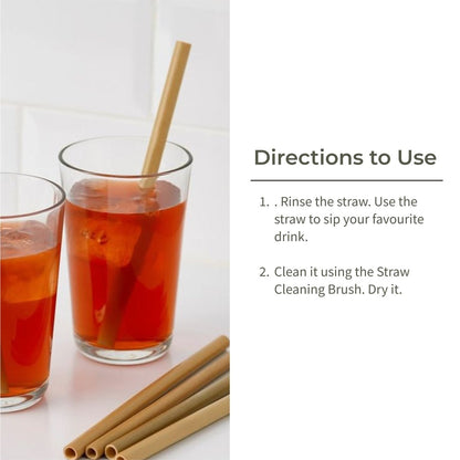 Reusable Bamboo Straws with Cleaning Brush - Set of 6 | Verified Sustainable by Brown Living™