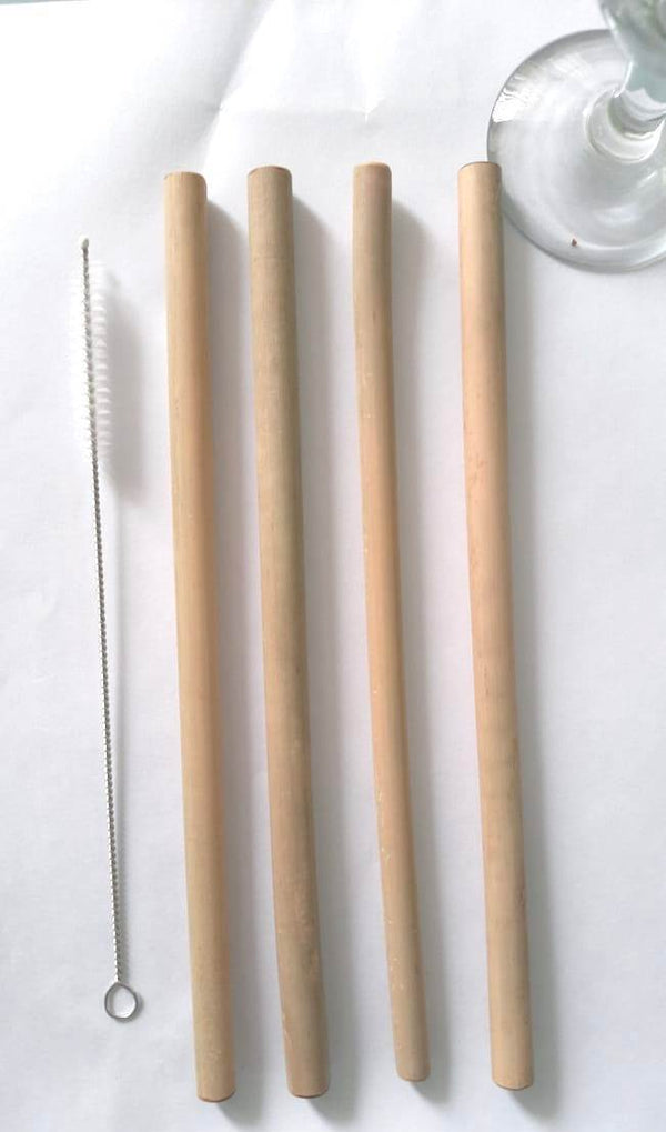 Buy Reusable Bamboo straws With Straw Cleaner Pack of 4 | Shop Verified Sustainable Products on Brown Living