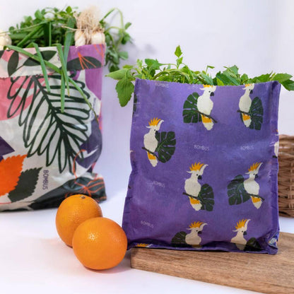 Reusable beeswax food bags - Figs and Parrot set of 3 | Verified Sustainable by Brown Living™