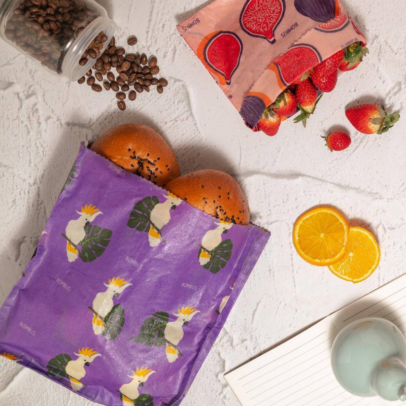 Buy Reusable beeswax food bags - Figs and Parrot set of 3 | Shop Verified Sustainable Food Wraps on Brown Living™