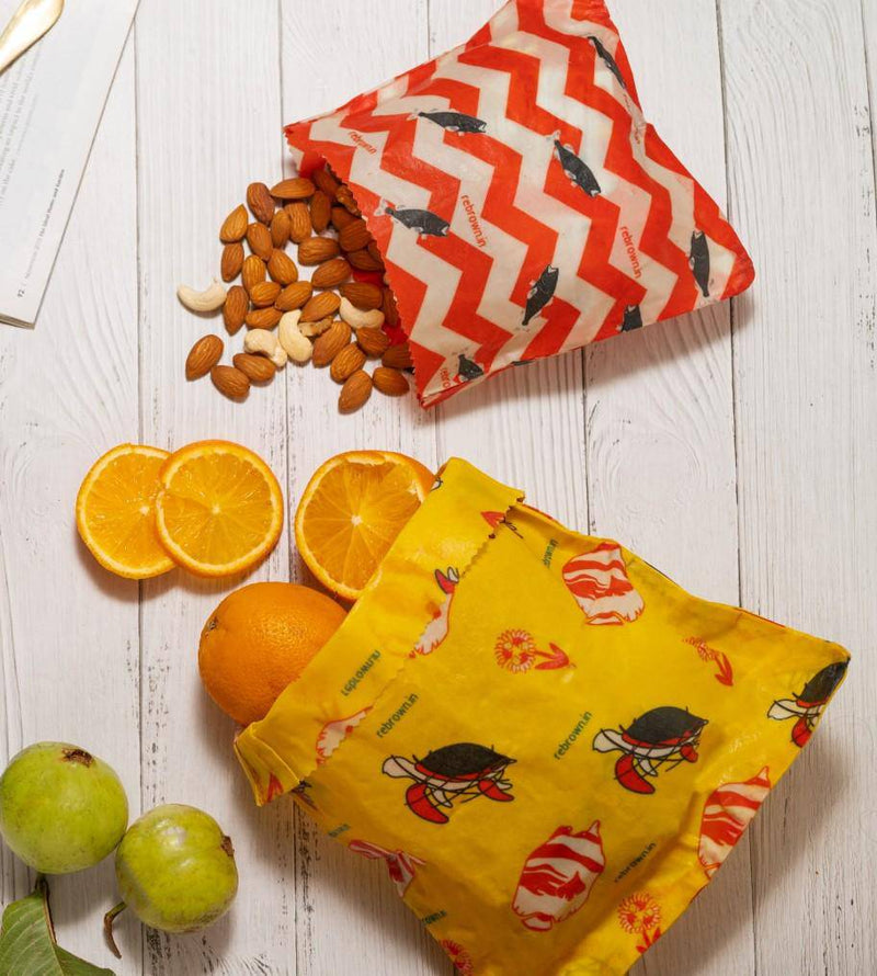 Buy Reusable beeswax kitchen food bags - Plastic free set of 3 | Shop Verified Sustainable Food Wraps on Brown Living™