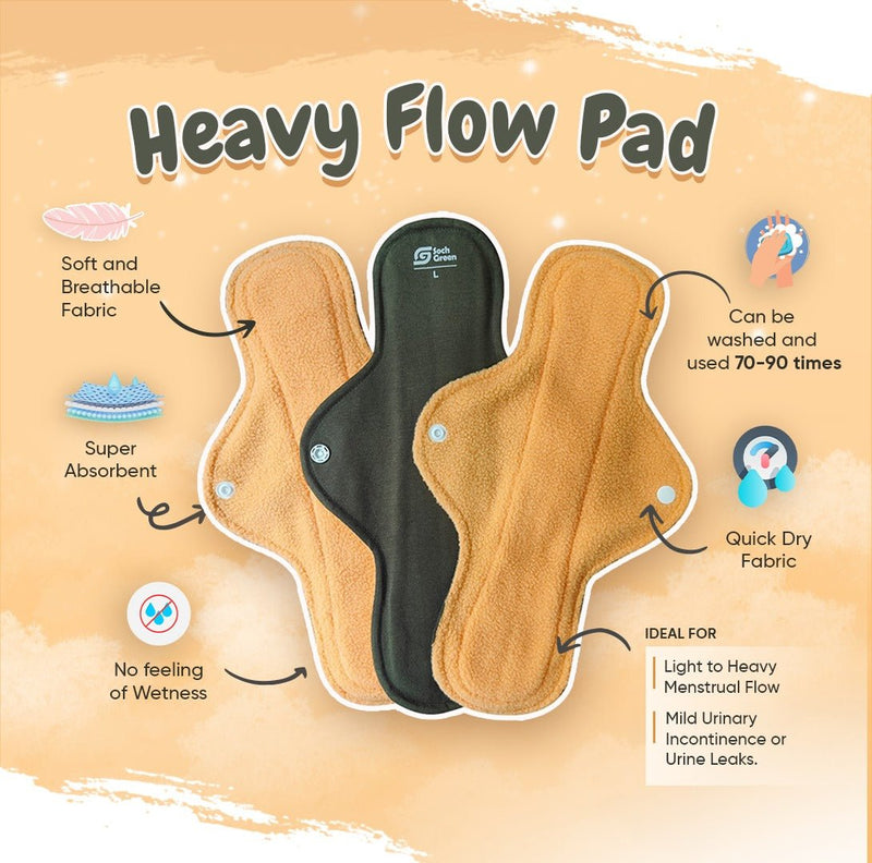Buy Reusable Cloth Pads- Heavy Flow- 3pc | Shop Verified Sustainable Sanitary Pad on Brown Living™