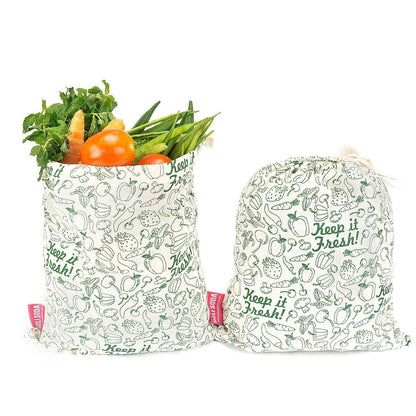 Reusable Cotton Bag for Veggies, Roti, Sprouting & Paneer - Set of 2 Big | Verified Sustainable by Brown Living™