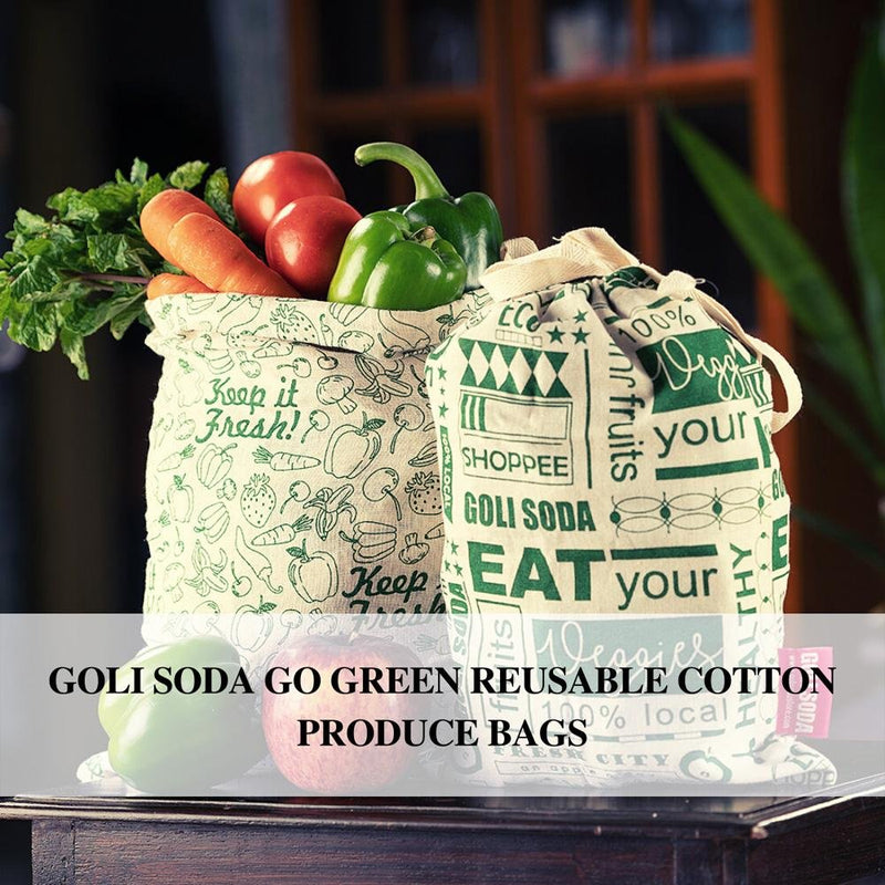 Buy Reusable Cotton Bag for Veggies, Roti, Sprouting & Paneer - Keep it Fresh - Set of 2 Big | Shop Verified Sustainable Fridge Vegetable Bags on Brown Living™
