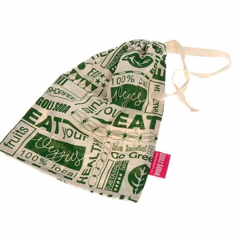 Buy Reusable Cotton Go Green Produce Bag -- Set of 4 Big 12x10 - for Veggies, Roti, Sprouting & Paneer | Shop Verified Sustainable Fridge Vegetable Bags on Brown Living™