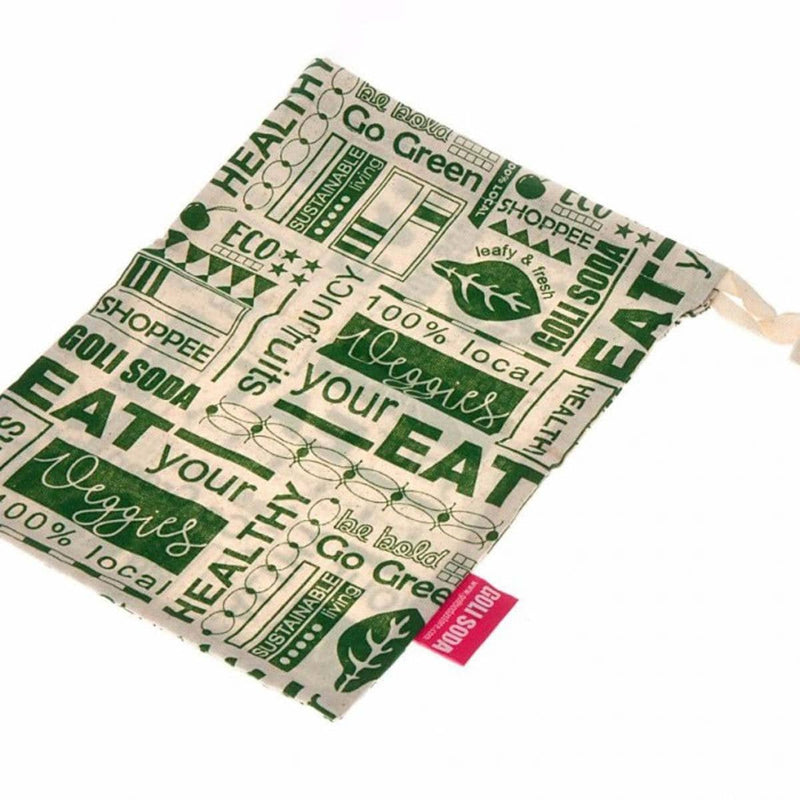 Buy Reusable Cotton Go Green Produce Bag -- Set of 4 Big 12x10 - for Veggies, Roti, Sprouting & Paneer | Shop Verified Sustainable Fridge Vegetable Bags on Brown Living™