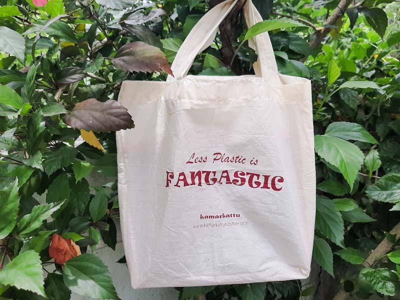 A tote bag made from reusable cotton material