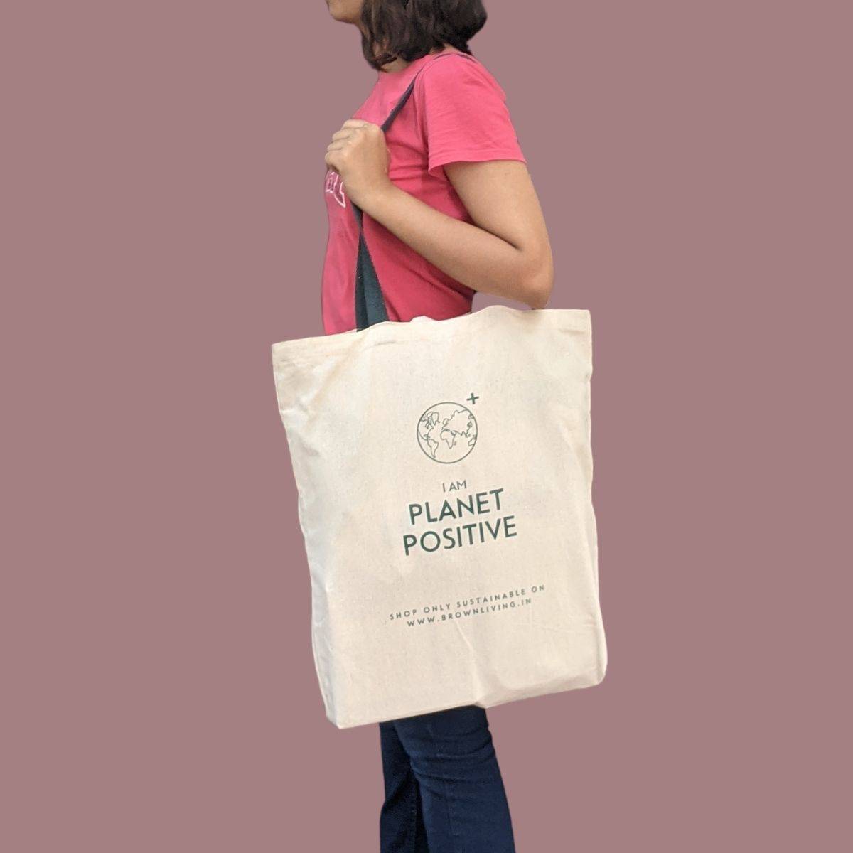 Reusable Cotton Tote Bag - Planet Positive - Off White | Verified Sustainable by Brown Living™