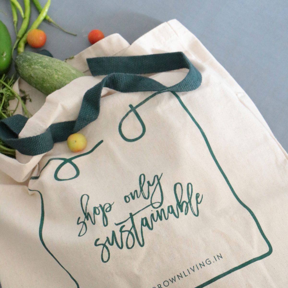 Reusable Cotton Tote Bag - Shop Only Sustainable - Off White | Verified Sustainable by Brown Living™