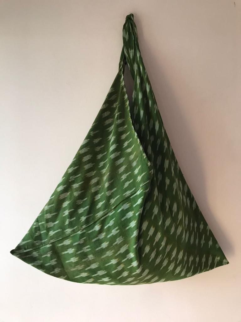 Buy Reusable Green Ikat Foldable Furoshiki Bag | Shop Verified Sustainable Foldable Bag on Brown Living™