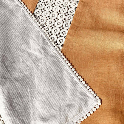 Reversible Hemp Table Runner with Cotton Lace Detailing | Verified Sustainable by Brown Living™