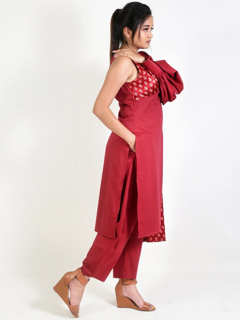 Buy Rêveuse Kurti | Womens Red Kurti | Made with Modal Cotton | Shop Verified Sustainable Womens Kurta on Brown Living™