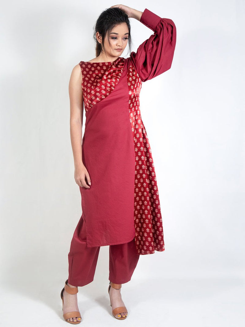 Buy Rêveuse Kurti | Womens Red Kurti | Made with Modal Cotton | Shop Verified Sustainable Womens Kurta on Brown Living™