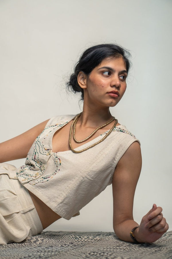 Buy Rewind Cropped Blouse | 100% Cotton | Unbleached Fabric | Handwoven | Shop Verified Sustainable Products on Brown Living
