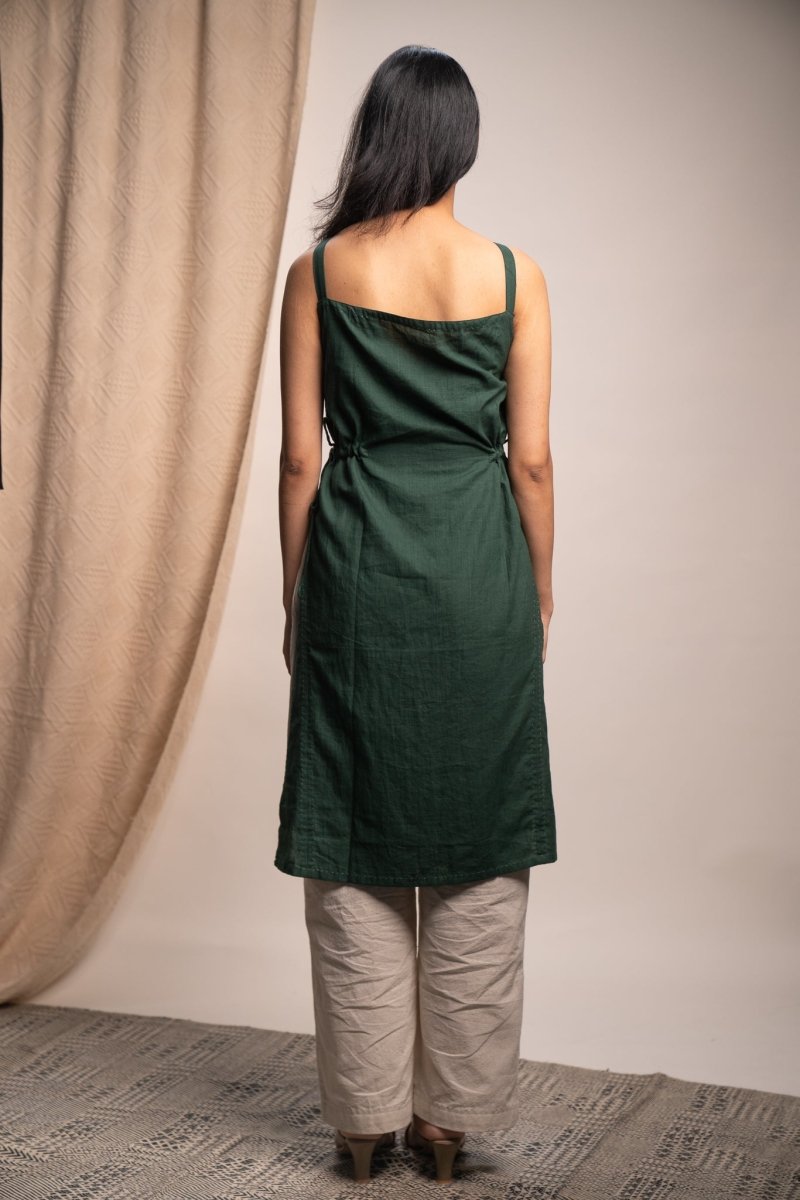 Buy Rewind Slit Cotton Green Tunic | Shop Verified Sustainable Womens Tunic on Brown Living™
