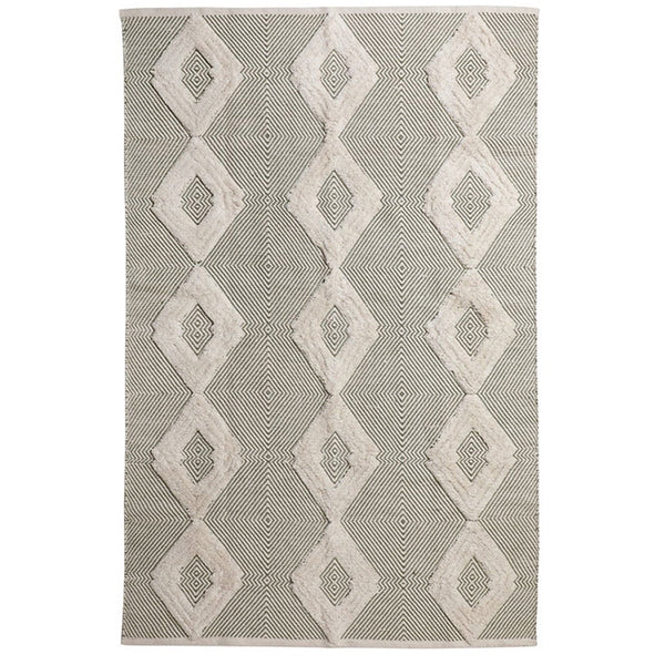 Buy Rhomb Tuft Wo-Metric Cotton Rug (Olive) Large | Shop Verified Sustainable Mats & Rugs on Brown Living™