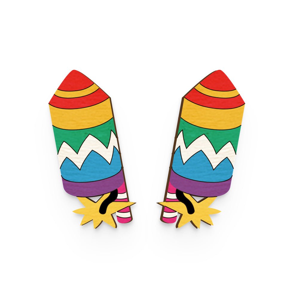 Rocket Hand Painted Wooden Earring | Verified Sustainable by Brown Living™