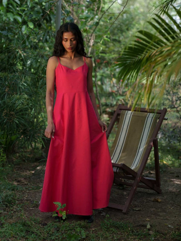 Buy Roja Maxi dress | Sweetheart neck | Pink dress | Shop Verified Sustainable Products on Brown Living