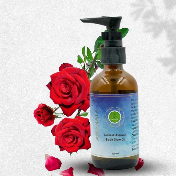 Buy Rose and Almond Body Glow Massage Oil - 100ml | Shop Verified Sustainable Body Oil on Brown Living™
