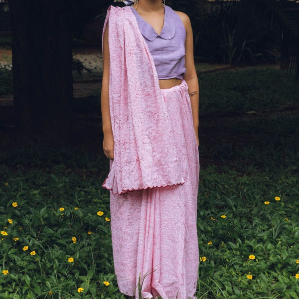 Buy Rose Milk Sari | Shop Verified Sustainable Womens Saree on Brown Living™