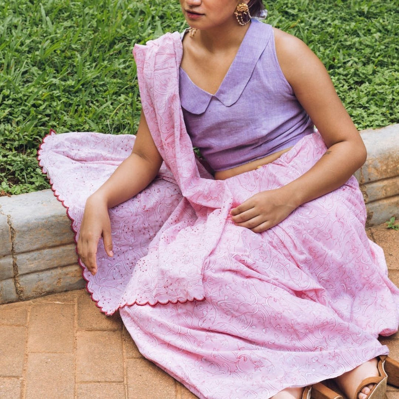 Buy Rose Milk Sari | Shop Verified Sustainable Products on Brown Living
