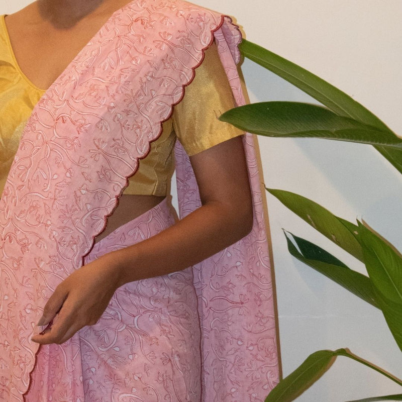 Buy Rose Milk Sari | Shop Verified Sustainable Products on Brown Living