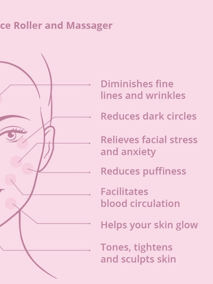 Rose Quartz Roller & Massager for Face, Neck and Under eye with FREE Gold Beauty Oil – Massager by Natural Vibes available on Brown Living™. . SKU: 063 - 05428 - NV_Rose_Quartz_Roller_oil. Img 11.