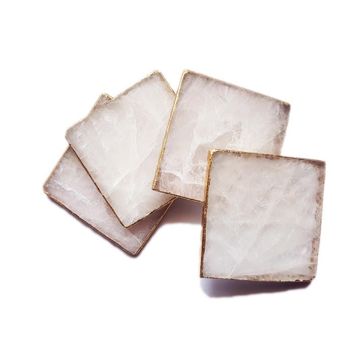 Buy Rose Quartz Square Coaster| Set of 2 | Shop Verified Sustainable Table Decor on Brown Living™