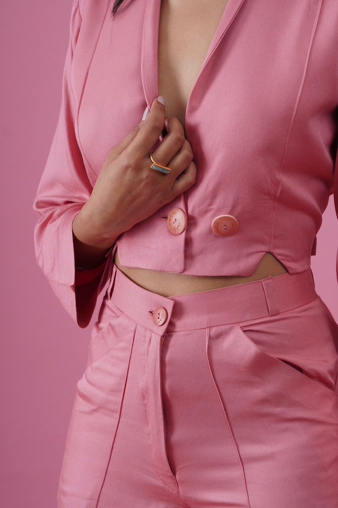 Buy Rosie Tencel Fiber Short Blazer Set | Shop Verified Sustainable Womens Co-Ord Sets on Brown Living™