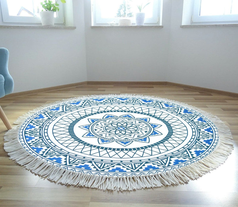 Buy Round boho rug and Meditation mat - Multicolor | Shop Verified Sustainable Products on Brown Living