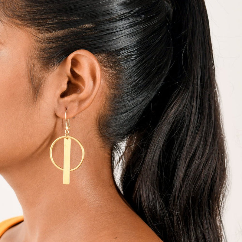 Buy Round Circle Brass Earrings | Shop Verified Sustainable Womens earrings on Brown Living™