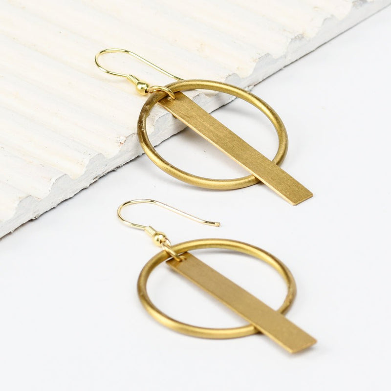 Buy Round Circle Brass Earrings | Shop Verified Sustainable Products on Brown Living