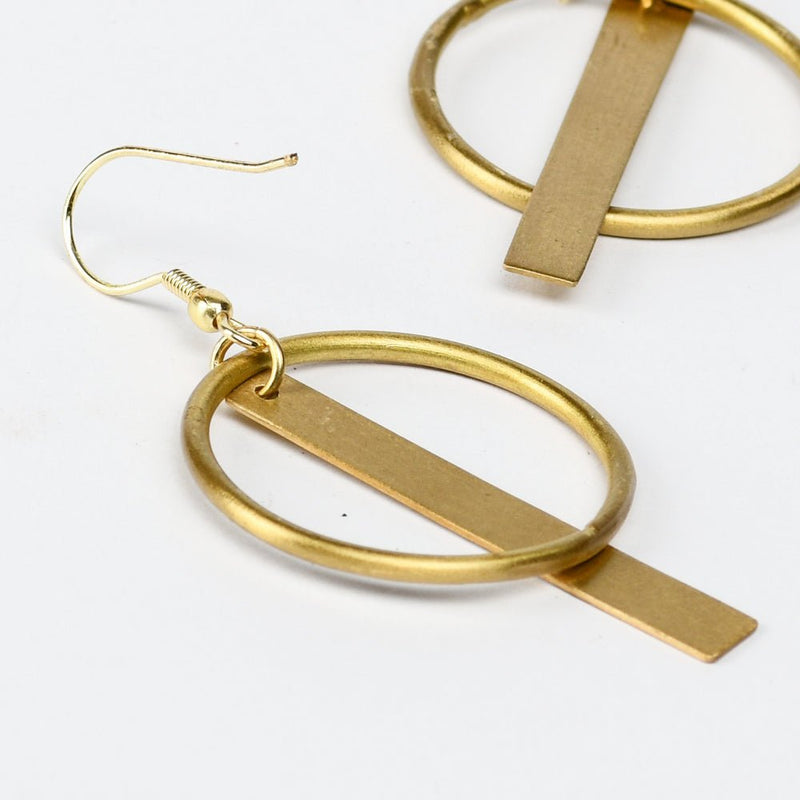 Buy Round Circle Brass Earrings | Shop Verified Sustainable Womens earrings on Brown Living™