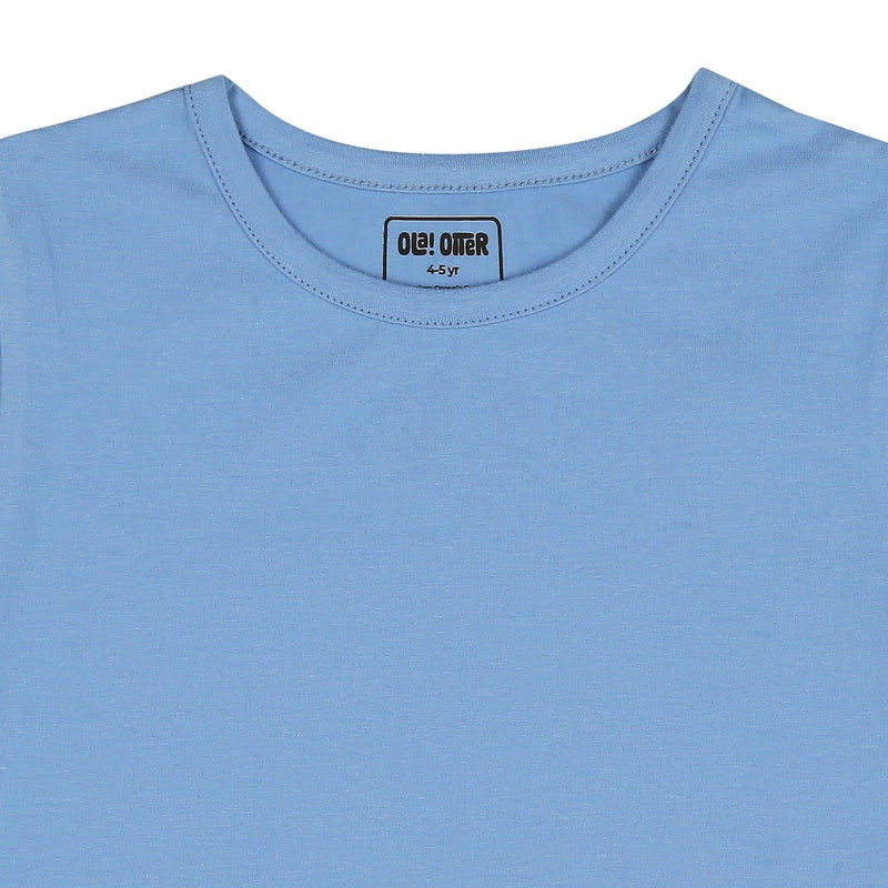 Round Neck Oversize Cotton Tee- Cornflower Blue | Verified Sustainable Kids Shirts on Brown Living™