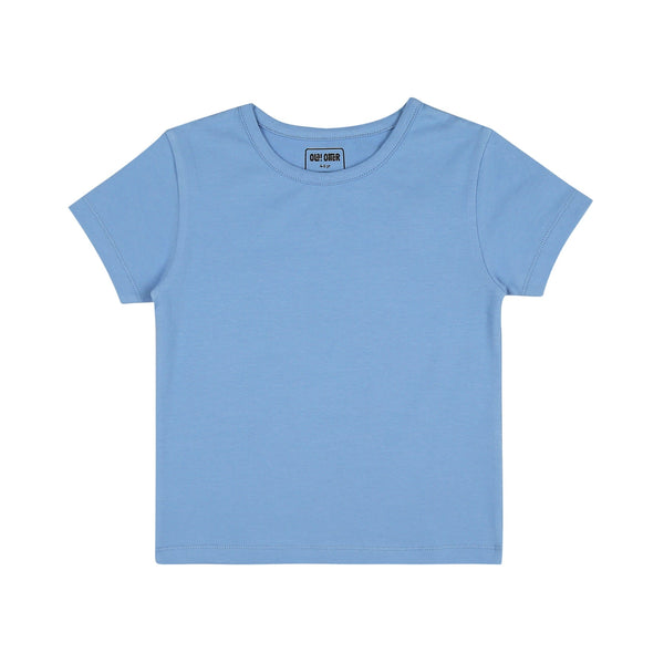 Round Neck Oversize Cotton Tee- Cornflower Blue | Verified Sustainable Kids Shirts on Brown Living™