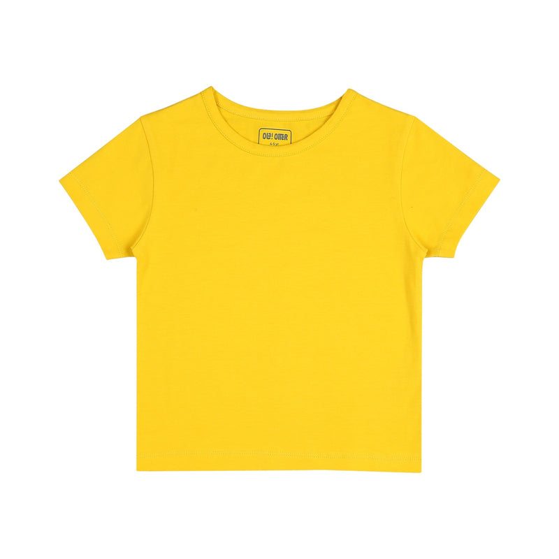Round Neck Oversize Cotton Tee- Dandelion Yellow | Verified Sustainable Kids Shirts on Brown Living™