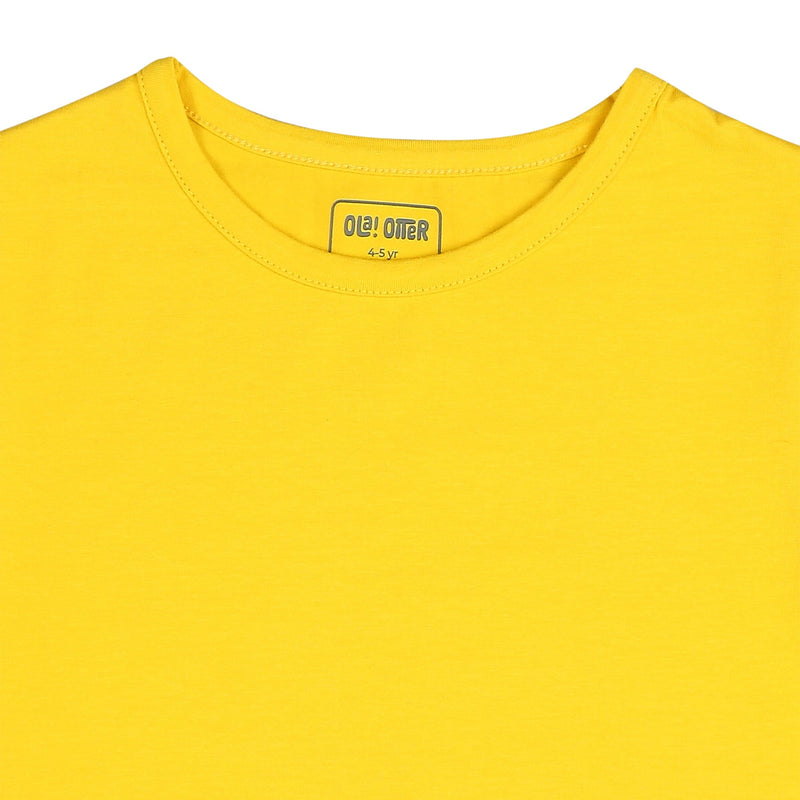 Round Neck Oversize Cotton Tee- Dandelion Yellow | Verified Sustainable Kids Shirts on Brown Living™