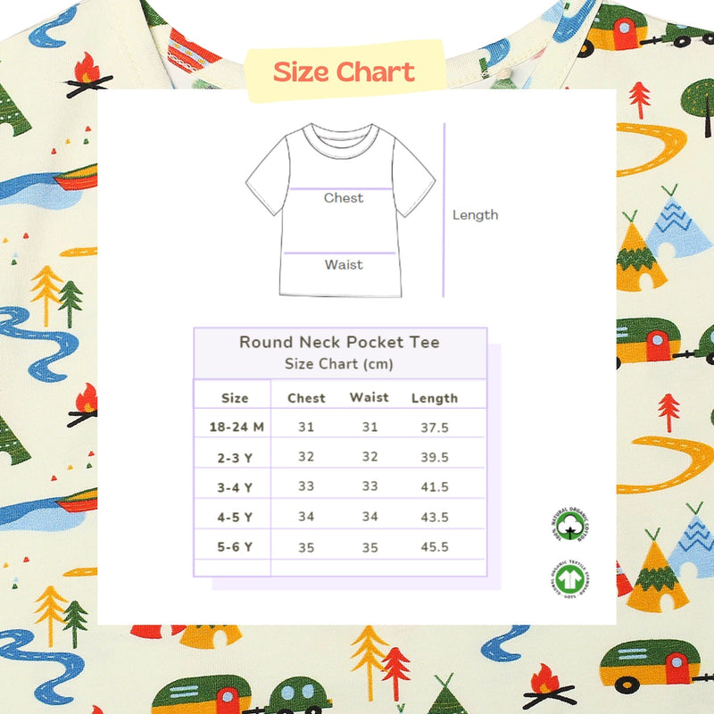 Round Neck Oversize Cotton Tee- Happy Camping | Verified Sustainable Kids Shirts on Brown Living™