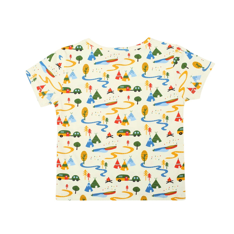 Round Neck Oversize Cotton Tee- Happy Camping | Verified Sustainable Kids Shirts on Brown Living™