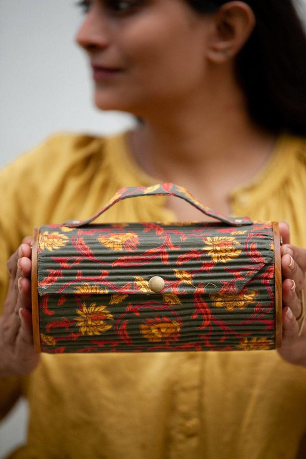 Buy Round Sling Bag/Clutch Single Sleeve - Floral Creeper Black | Shop Verified Sustainable Womens Handbag on Brown Living™