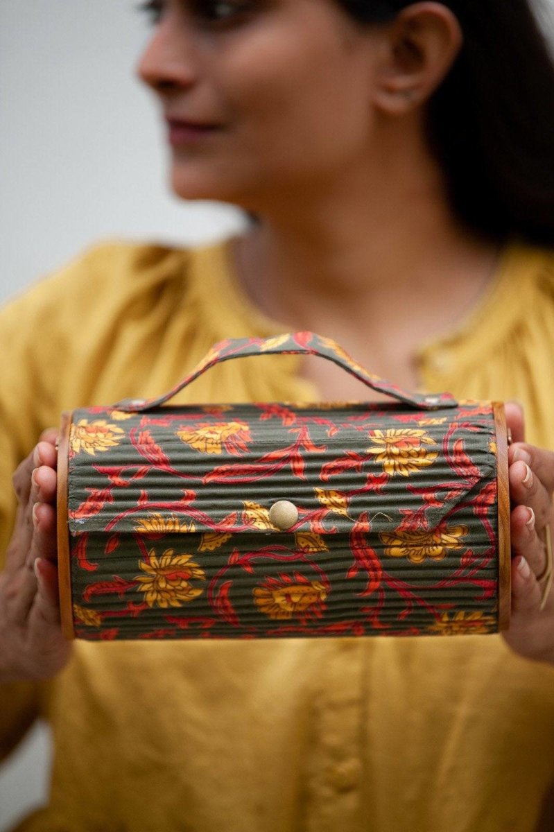 Buy Round Sling Bag/Clutch Single Sleeve - Floral Creeper Black | Shop Verified Sustainable Womens Handbag on Brown Living™