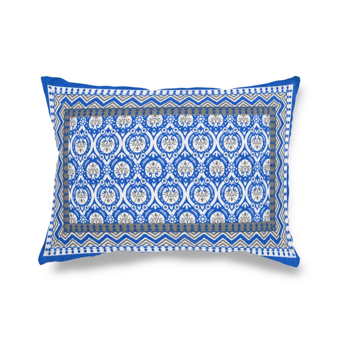 Royal Blue Jaipuri Print Pure Cotton King Size Bedsheet with 2 Pillow Covers | Verified Sustainable by Brown Living™