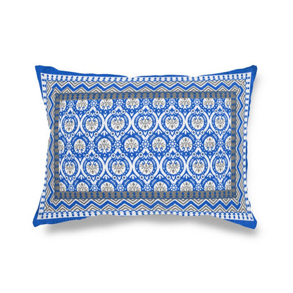 Royal Blue Jaipuri Print Pure Cotton King Size Bedsheet with 2 Pillow Covers | Verified Sustainable by Brown Living™