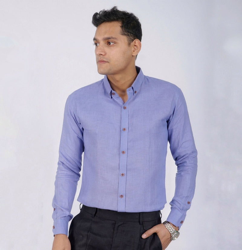 Buy Royal Purple Elegance Button Down Hemp Fabric Shirt | Shop Verified Sustainable Mens Shirt on Brown Living™