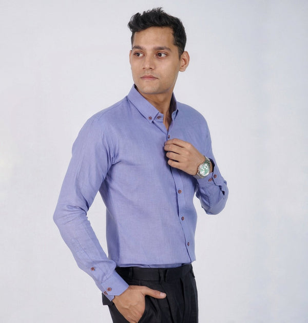 Buy Royal Purple Elegance Button Down Hemp Fabric Shirt | Shop Verified Sustainable Products on Brown Living