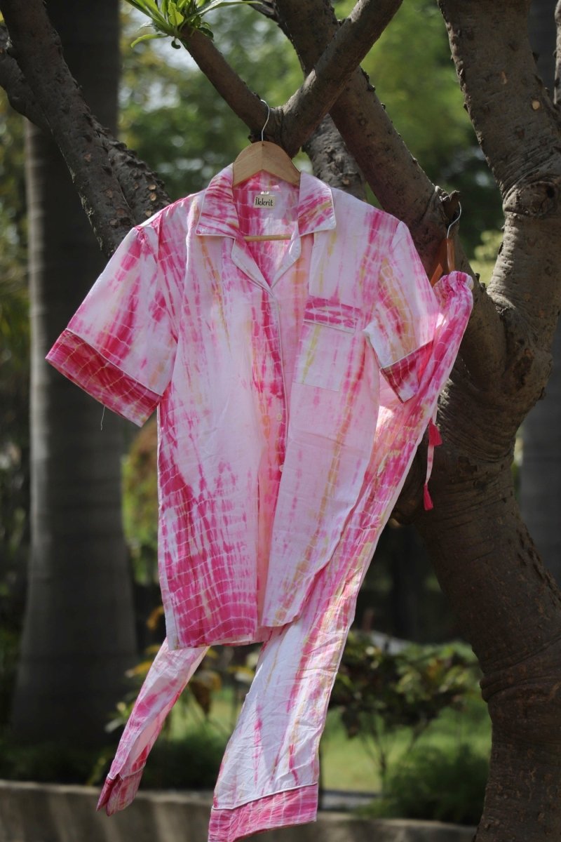 Buy Ruby Handblock Print Cotton Pyjama Set | Shop Verified Sustainable Products on Brown Living