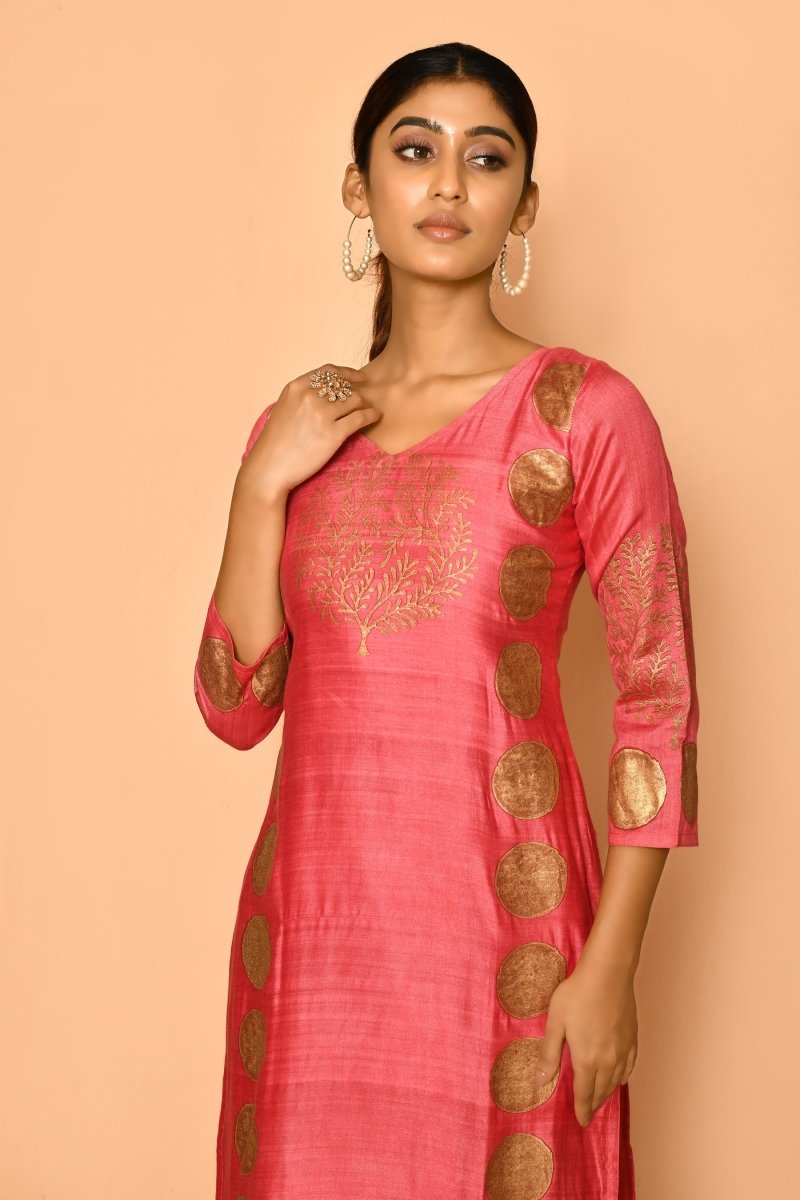Buy Ruby Handloom Cotton Silk Kurta for Women | Shop Verified Sustainable Womens Kurta on Brown Living™
